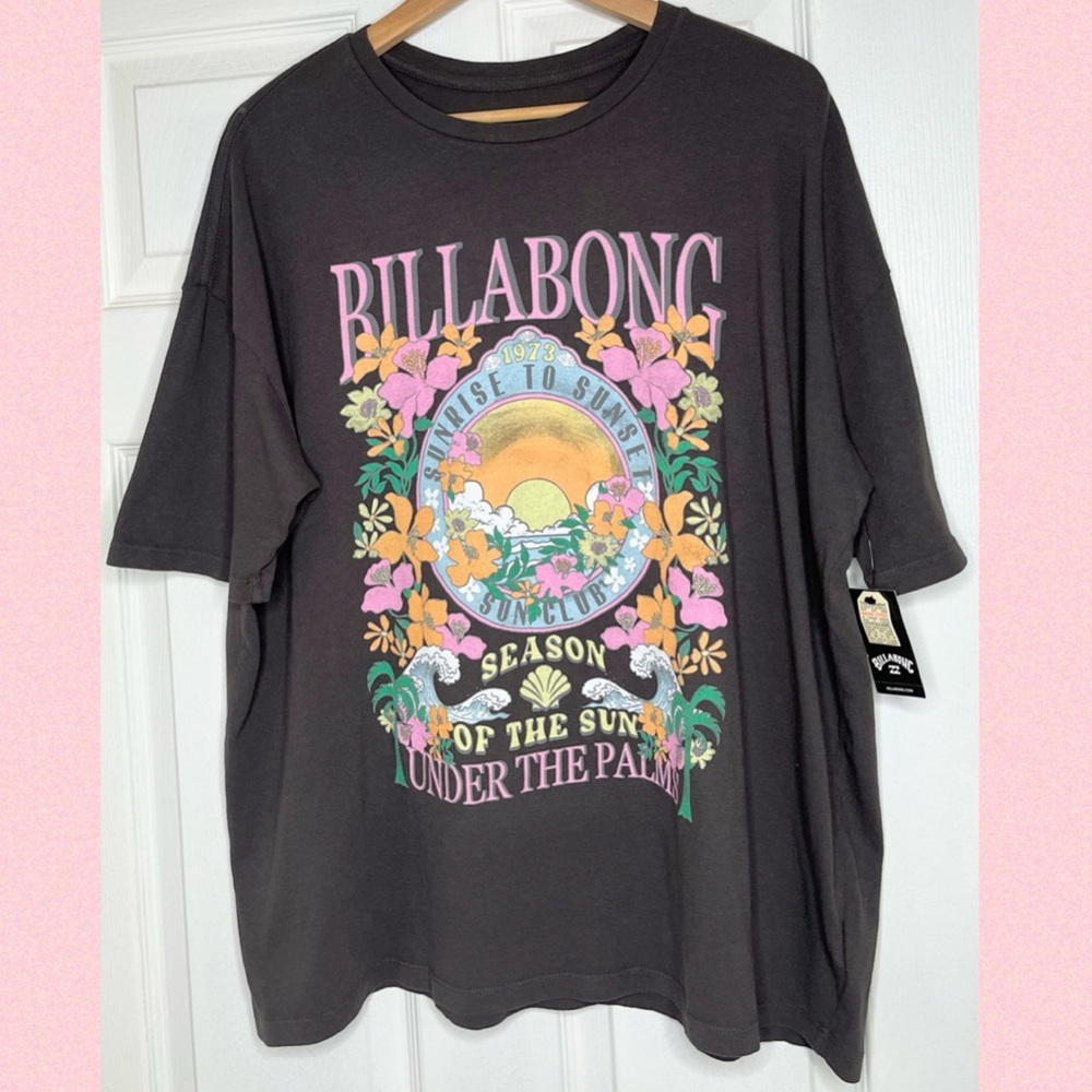 NWT Billabong Under The Palms Short Sleeve Graphic Tee Women’s size medium - Picture 3 of 8
